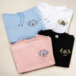 Gepersonaliseerd Geborduurd Bloemen Hond Kat Gezicht Foto Zacht T-shirt Sweatshirt Hoodie met Naam Huisdierfeest Verjaardagscadeau voor Huisdierliefhebbers