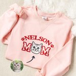 Personalised Embroidered Dog Cat Pet Portrait Photo T-shirt Sweatshirt Hoodie with Name Title Birthday Holiday Gift for Pet Owners Lovers