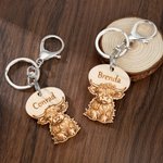 Personalised Cute Highland Cow Wooden Keychain  with Name Bag Accessories  Birthday Gift for Highland Cow Lovers