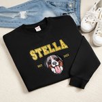 Personalisierte Multicolor Stickerei Hund Katze Haustier Porträt Foto T-shirt Sweatshirt Hoodie mit Namen und Jahr Haustier Party Geburtstag Geschenk für Tierliebhaber Besitzer