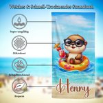 Personalisiertes Niedliches Tiere auf Schwimmring Strandtuch mit Namen Übergroß Schnelltrocknend Sommer Urlaub Pool Party Geschenk für Jungen Mädchen