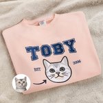 Personalisierte Multicolor Stickerei Hund Katze Haustier Porträt Foto T-shirt Sweatshirt Hoodie mit Namen und Jahr Haustier Party Geburtstag Geschenk für Tierliebhaber Besitzer