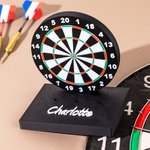 Personalized 3D Printed Dartboard Pattern Dart Holder with Text and Base for Holding 3 Darts Desk Decor Birthday Gift for Dart Lovers