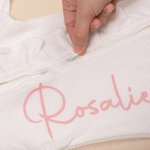 Personalised 100% Cotton Ruffle Waffle Name Baby Romper with Zipper Bow Headband Set Baby Shower Birthday Gift for Girl Newborns