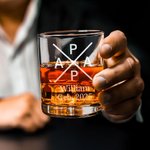 Personalisiertes Gekreuztes Design Papa Whiskyglas mit Textgravur Haus Deko Vatertag Geburtstag Geschenk für Papa Opa