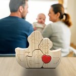 Casse-Tête en Bois Personnalisé avec 2-5 Noms Style de Canard avec Cœur Rouge Décoration de Maison Cadeau d'Anniversaire pour Famille