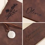 Couverture de Carnet en Cuir PU Personnalisée avec Fleur de Naissance et Nom Cadeau d’Anniversaire pour Amoureux de l’Écriture