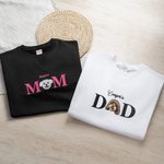 Personalised Embroidered Dog Cat Pet Portrait Photo Soft T-shirt Sweatshirt Hoodie with Name Birthday Holiday Gift for Pet Owners Lovers