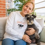 Personalized Embroidered Dog Mom Pet Portrait Photo T-shirt Sweatshirt Hoodie with Year Mother’s Day Birthday Gift for Mom Pet Lover Owners