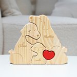 Puzzle di legno personalizzato con 2-5 nomi tema famiglia dei cani che si abbracciano con cuore rosso decorazione regalo per famiglia