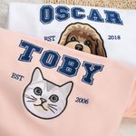 Personalisierte Multicolor Stickerei Hund Katze Haustier Porträt Foto T-shirt Sweatshirt Hoodie mit Namen und Jahr Haustier Party Geburtstag Geschenk für Tierliebhaber Besitzer