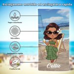 Asciugamano da spiaggia personalizzato in microfibra con nome e sfondo cartone animato asciugatura rapida regalo di compleanno per famiglia e amici