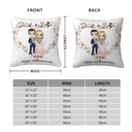 Gepersonaliseerd Cartoon Bruid en Bruidegom Hart Zacht Kussenovertrek met Naam en Huwelijksdatum Huwelijksdecoratie Verjaardagsgeschenk voor Paar