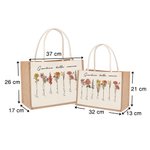 Borsa tote in iuta personalizzata di grande capacità 1-20 fiori di nascita con nomi compleanno regalo per la festa della mamma per donne