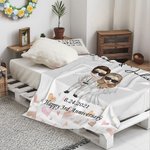 Personalisierte Cartoon Braut und Bräutigam weiche Decke mit Namen Home Decor Hochzeit Datum Jahrestag Geschenk für Newlyweds Paare