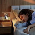 Personalized Cartoon Bride and Groom Acrylic LED Night Light with Name Date and Wooden Base Wedding Anniversary Gift for Newlyweds Couple