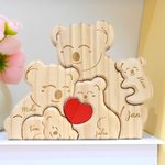 Gepersonaliseerde Houten Schattige Rode Hart Koala Familie Puzzel met 2-5 Gegraveerde Namen Bureau Decor Verjaardag en Jubileum Cadeau voor Familie