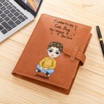 Personalised Cartoon Character A5 Sketchbook Notebook PU Leather Cover with Name and Text Storage Pocket Back to School Birthday Gift for Kids