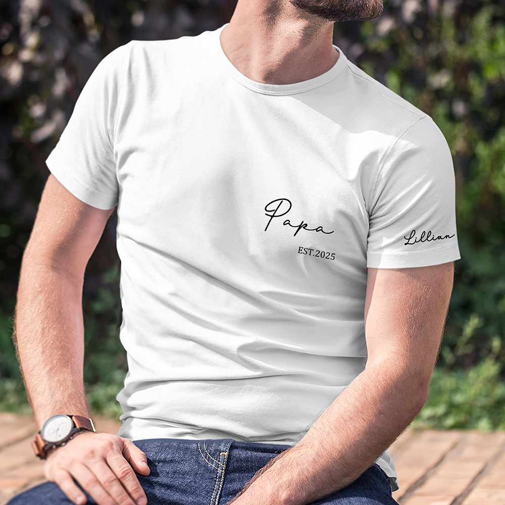 Personnalisé 1-8 Noms des membres de la famille T-shirt Adulte Enfant Hoodie avec Appellation et Année Fête des Pères Cadeau d'Anniversaire pour Papa Grand-père