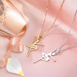Collana personalizzata con nome inciso e ciondolo a forma di una ballerina regalo ideale per compleanno per donne ragazze o appassionate di danza