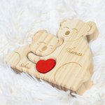 Personalisiertes Koala-Familie Holzpuzzle mit 2-5 Namen Rotem Herz Graviert Schreibtisch Deko Muttertag Geburtstag Jahrestag Geschenk für Familie