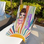 Personalisiertes Retro Sonnenstrahlen Cartoon Weiches Schnelltrockendes Strandtuch mit Namen Reise-Zubehör Geburtstag Geschenk für Familie Freund