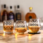 Personalisiertes Gekreuztes Design Papa Whiskyglas mit Textgravur Haus Deko Vatertag Geburtstag Geschenk für Papa Opa