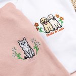 Personalisierte gestickte Blume Hund Katze Haustier Portrait Foto T-Shirt Sweatshirt Hoodie mit Namen Geburtstag Jahrestag Geschenk für Tierbesitzer Liebhaber