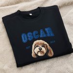 Personalisierte Multicolor Stickerei Hund Katze Haustier Porträt Foto T-shirt Sweatshirt Hoodie mit Namen und Jahr Haustier Party Geburtstag Geschenk für Tierliebhaber Besitzer