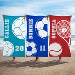 Personalisiertes Übergroßes Schnelltrocknendes Fußball Handball Strandtuch mit Namen Reise Geburtstagsgeschenk für Sportliebhaber Teammitglieder