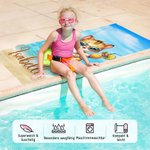 Personalisiertes Niedliches Tiere auf Schwimmring Strandtuch mit Namen Übergroß Schnelltrocknend Sommer Urlaub Pool Party Geschenk für Jungen Mädchen