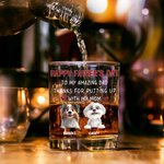 Personalized To My Amazing Dad 3D Cartoon Dog 10 oz Whiskey Glass with 1-4 Names Happy Father's Day Gift for Dog Dad Dog Lover