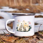 Tasse à café en émail personnalisée avec 1-8 noms Cadeau d'anniversaire de Noël pour la famille et les enfants