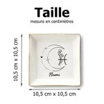 Vide-Poche Carré en Céramique Personnalisé avec Nom Signe Astrologique et Fleur de Naissacne Cadeau d’Anniversaire pour Femmes