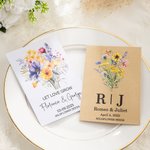 Paquete de 20 semillas de flores silvestres en papel kraft personalizadas con nombre y fecha Set de 20 regalos de boda Regalo de despedida de soltera para invitadas