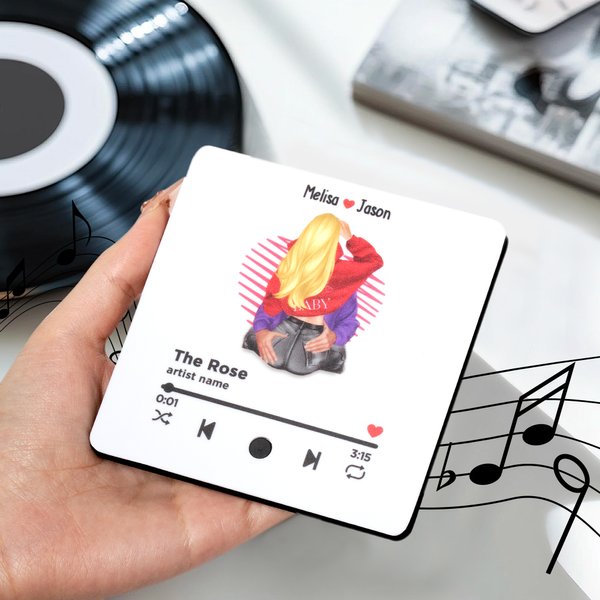 Personalised Couple Music Player Fridge Magnet with Names Home Decor Valentine's Day Anniversary Gift for Couple