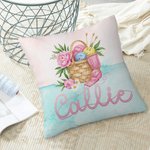 Personalisierte Blumen häkeln Garn Korb weich werfen Kissenbezug mit Namen und Taschen Home Decor Geburtstag Housewarming Geschenk für Strick-Liebhaber