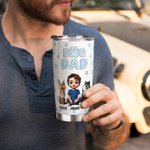 Personalized Dog Dad 3D Cartoon Character and 1-4 Dogs 20 oz Insulated Tumbler with Names Birthday Father's Day Gift for Dad Pet Lovers