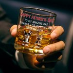 Personalized To My Amazing Dad 3D Cartoon Dog 10 oz Whiskey Glass with 1-4 Names Happy Father's Day Gift for Dog Dad Dog Lover
