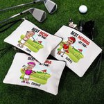 Personalized Cartoon Golf Character Pattern Makeup Bag with Photo and Name Travel Accessories Holiday Birthday Gift for Women Golf Players