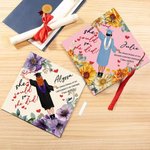 Personalized She Believed She Could So She Did Birth Flower Cartoon Graduation Cap Topper Decoration with Name and Year Graduation Gift for Women
