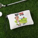Personalized Cartoon Golf Character Pattern Makeup Bag with Photo and Name Travel Accessories Holiday Birthday Gift for Women Golf Players
