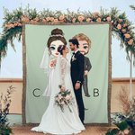 Personalisierte Cartoon Braut und Bräutigam Quaste weiche Decke mit Familiennamen und Hochzeitsdatum Home Decor Valentinstag Geschenk für Paare