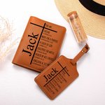 Personalized Cross You Are Leather Passport Holder Luggage Tag Set with Name Baptism Travel Accessories Birthday Gift for Christians