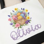 Personlig garnkorg med blommor Återanvändbar tygkasse i canvas med namn Resetillbehör Födelsedag Mors dag Present till Crochters Stickälskare