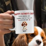 Personalized To My Amazing Dad Cute Cartoon 3D Dog 11 oz 15 oz White Ceramic Mug with 1-4 Names Birthday Happy Father's Day Gift for Dog Dad Dog Lover