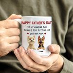 Personalized To My Amazing Dad Cute Cartoon 3D Dog 11 oz 15 oz White Ceramic Mug with 1-4 Names Birthday Happy Father's Day Gift for Dog Dad Dog Lover