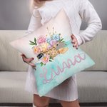 Personalisierte Blumen häkeln Garn Korb weich werfen Kissenbezug mit Namen und Taschen Home Decor Geburtstag Housewarming Geschenk für Strick-Liebhaber