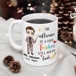 Personalized The Influence of A Good Teacher Will Never Fade Cartoon Character Ceramic Mug with Name Teachers' Day Thank You Gift for Teachers