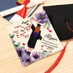Personalized She Believed She Could So She Did Birth Flower Cartoon Graduation Cap Topper Decoration with Name and Year Graduation Gift for Women